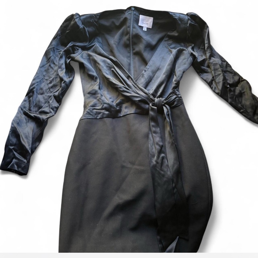 Cinq a Sept Black Bishop Sleeve V-Neck Cocktail Dress